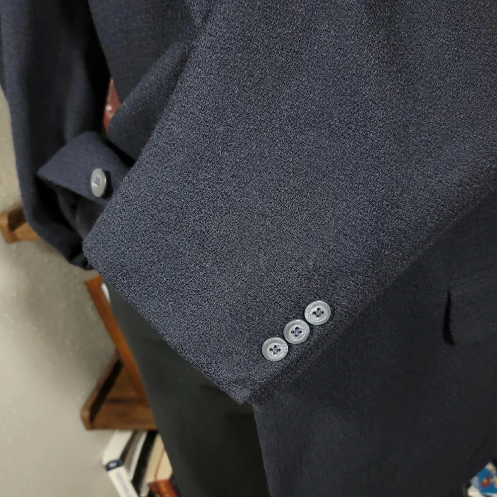 Eddie Bauer Men's Sport‎ Coat Blazer Two Button Navy Blue Wool Nylon Size 46T